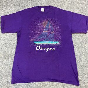 Oregon T-shirt L Purple Vintage 1992 Jerzees Made in USA